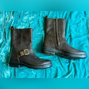 UGG Women's Hapsburg Mid Black Leather Waterproof Boots Moto style: 1120783